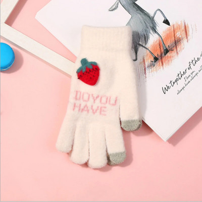 Mănuși drăguțe și calde pentru copii, iarnă, mănuși drăguțe, calde, brodate din jacquard, cu degete de căpșuni, mănuși sportive, mănuși de gol pentru fete, pentru copii