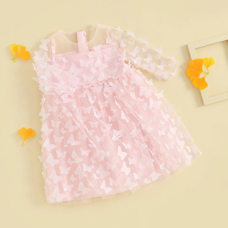 ma&baby 6M-3Y Copil nou-născut nou-născut Bebeluș fetițe rochie roșie mâneci plasă fluture tul rochii de petrecere de aniversare pentru fetiță D05