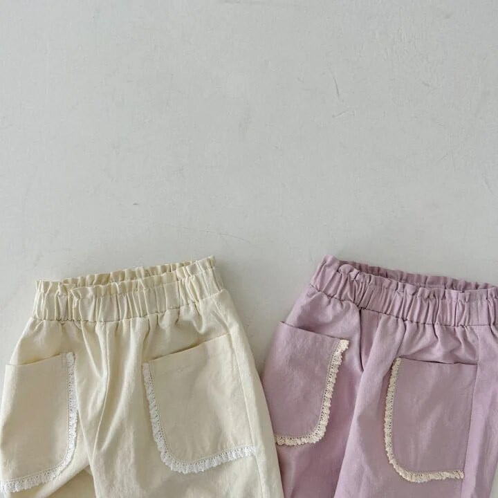2023. aasta suvi, uued laste lahtised püksid, soliidsed tüdrukud, pitsid, vabaaja püksid, puuvillased püksid, lapsed, väikelaste püksid