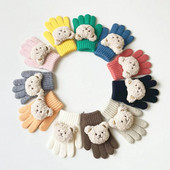 Bear Παιδικά Γάντια για Κορίτσια Αγόρια Κορεάτικα Φθινόπωρο Χειμώνας Βρεφικά Γάντια Μάλλινα Ζεστά Five Fingers Outdoor Snow Παιδικά γάντια 2-7Y