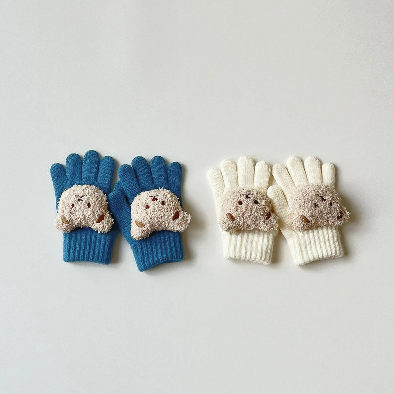 Bear Παιδικά Γάντια για Κορίτσια Αγόρια Κορεάτικα Φθινόπωρο Χειμώνας Βρεφικά Γάντια Μάλλινα Ζεστά Five Fingers Outdoor Snow Παιδικά γάντια 2-7Y