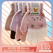 Παιδικά γάντια κινουμένων σχεδίων Παχύ μάλλινο πλεκτό γάντι για 4-8 χρόνια κορίτσι αγόρι χειμώνα Χειμώνας θερμότερο χέρι Παιδιά με πέντε δάχτυλα γάντια 어린이장갑