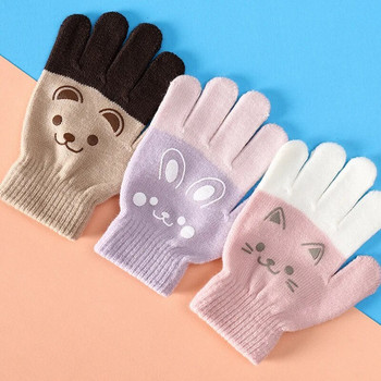 Παιδικά γάντια κινουμένων σχεδίων Παχύ μάλλινο πλεκτό γάντι για 4-8 χρόνια κορίτσι αγόρι χειμώνα Χειμώνας θερμότερο χέρι Παιδιά με πέντε δάχτυλα γάντια 어린이장갑