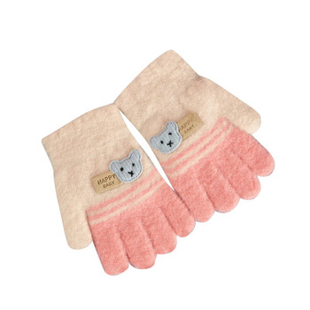 Малки деца Бебешки момичета Момчета Ръкавици Топли анимационни мечки Имитация на кашмир Пълни пръсти ръкавици Зимни меки ръкавици перчатки зимние