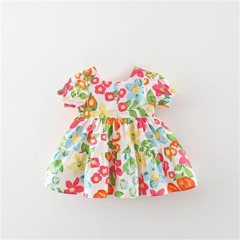 ma&baby 6M-3Y Copil nou-născut nou-născut Bebeluș fetițe rochie imprimeu flori mâneci bufante rochii a-line pentru fete + geantă haine de vară D06