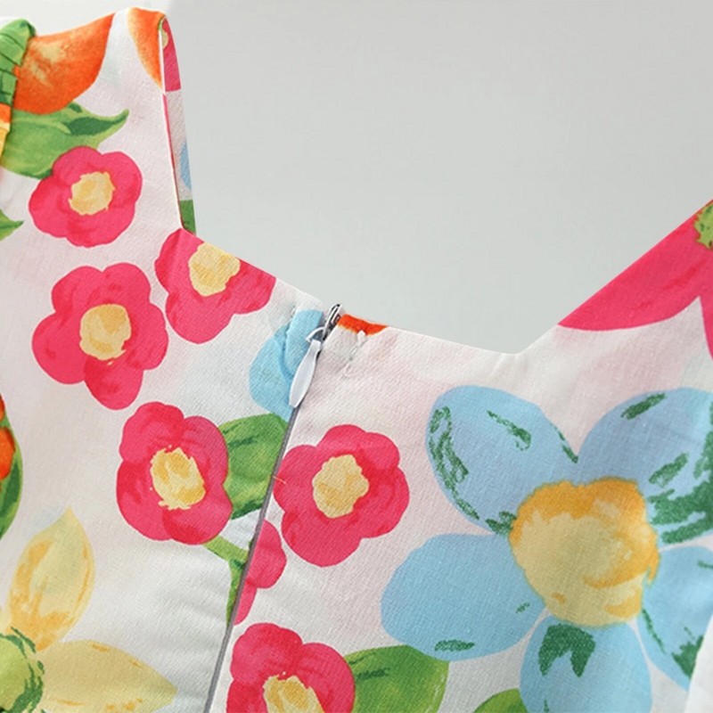 ma&baby 6M-3Y Copil nou-născut nou-născut Bebeluș fetițe rochie imprimeu flori mâneci bufante rochii a-line pentru fete + geantă haine de vară D06