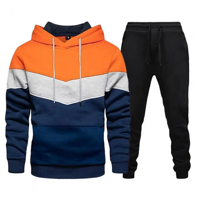 Set de hanorace pentru bărbați costum de îmbrăcăminte sport de toamnă și iarnă, pulover sport cald, ocazional, pulover marca + pantaloni de jogging set 2 piese