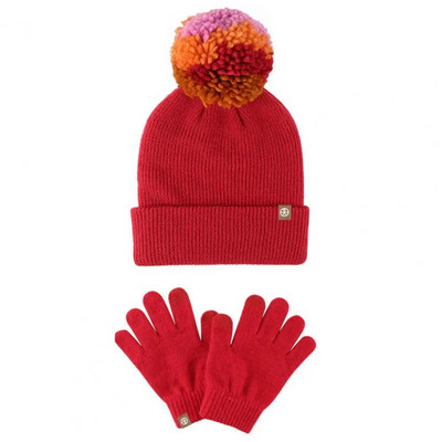 1 комплект ежедневни ръкавици със сензорен екран Ветроустойчиви удобни зимни топли шапки Дишащи детски плетени зимни ръкавици с комплект шапки