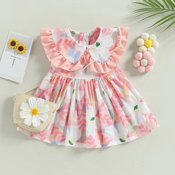 ma&baby 9M-3Y Toddler Infant Kids Girls Dress A-Line Floral Print Dress for Girls Summer Beach Clothes D01