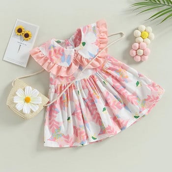 ma&baby 9M-3Y Toddler Infant Kids Girls Dress A-Line Floral Print Dress for Girls Summer Beach Clothes D01