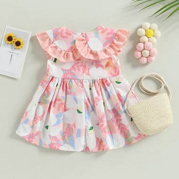 ma&baby 9M-3Y Toddler Infant Kids Girls Dress A-Line Floral Print Dress for Girls Summer Beach Clothes D01