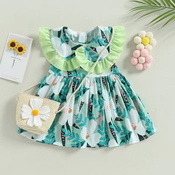 ma&baby 9M-3Y Toddler Infant Kids Girls Dress A-Line Floral Print Dress for Girls Summer Beach Clothes D01