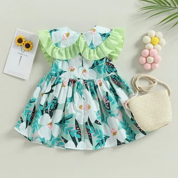 ma&baby 9M-3Y Toddler Infant Kids Girls Dress A-Line Floral Print Dress for Girls Summer Beach Clothes D01