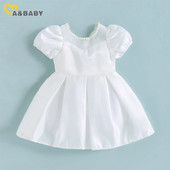 ma&baby 6M-3Y Copil nou-născut nou-născut rochie fetiță din tul perlat cu fundă tutu, petrecere, nuntă, aniversare, botez, rochii pentru fetiță