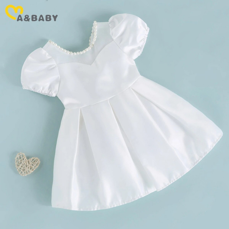 ma&baby 6M-3Y Copil nou-născut nou-născut rochie fetiță din tul perlat cu fundă tutu, petrecere, nuntă, aniversare, botez, rochii pentru fetiță