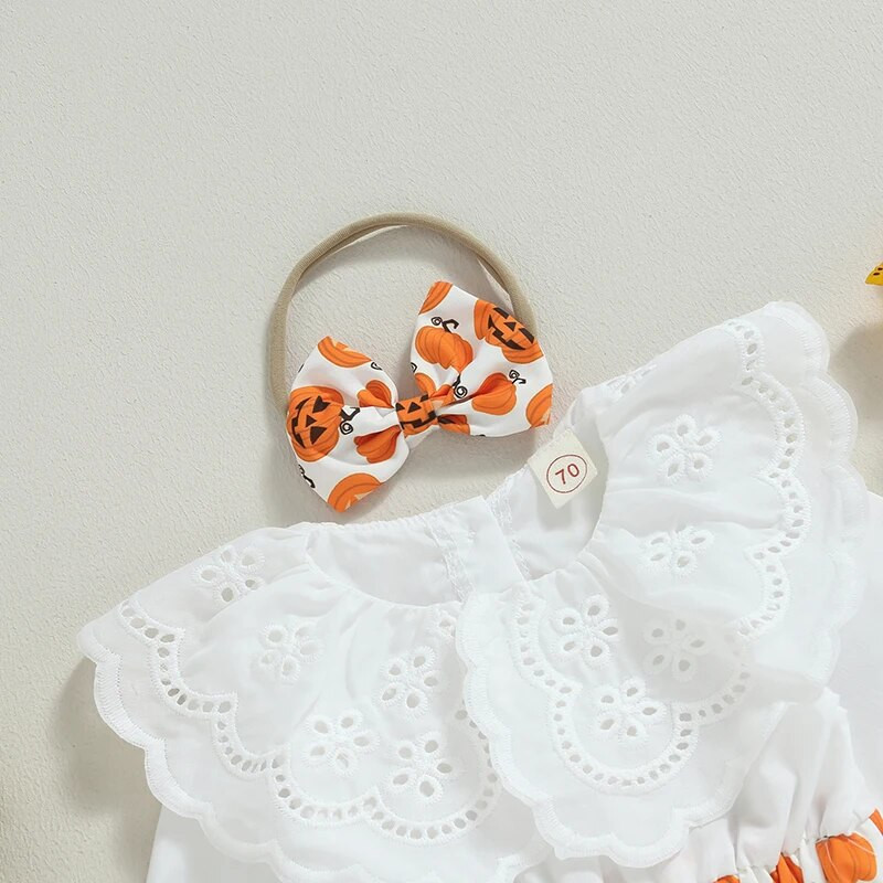 ma&baby 0-24M Halloweeni vastsündinu beebile tüdrukud, armas volangidega kõrvitsastrükis pikkade varrukatega kombinesoon, mängukostüüm, kostüümid D05