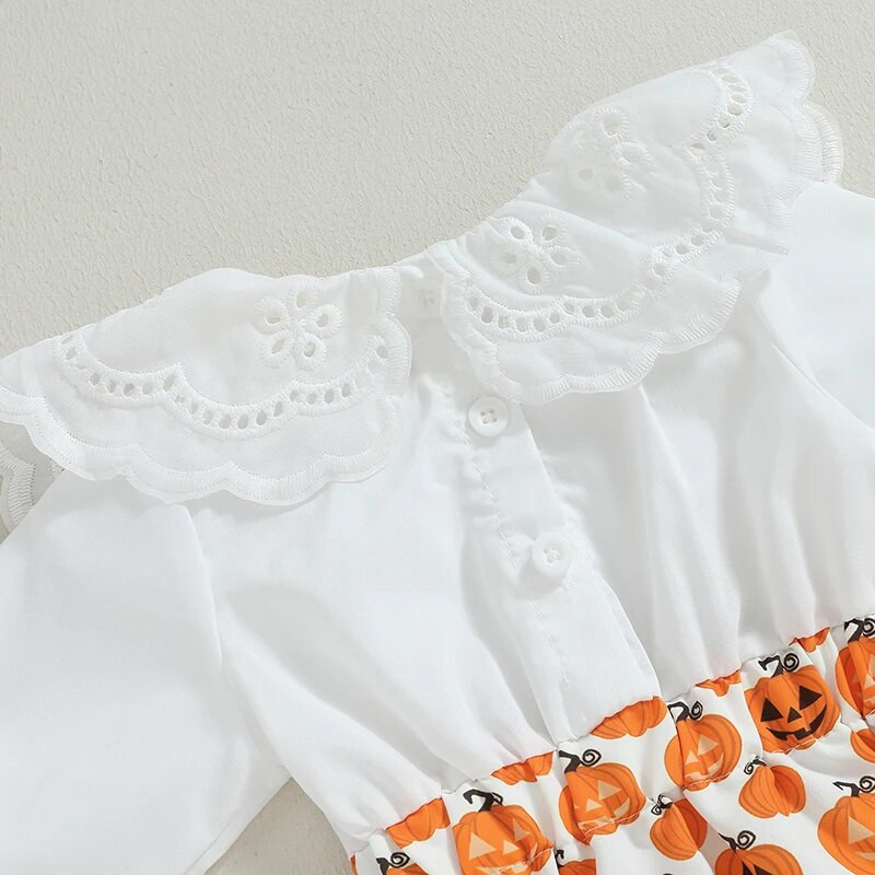 ma&baby 0-24M Halloweeni vastsündinu beebile tüdrukud, armas volangidega kõrvitsastrükis pikkade varrukatega kombinesoon, mängukostüüm, kostüümid D05