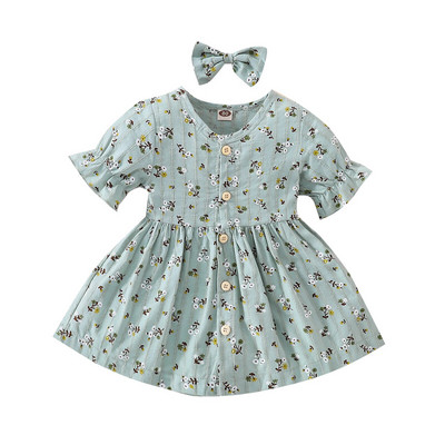 Ma&Baby 6M-4Y Rochie pentru copii mici pentru fetițe Rochii cu volane florale pentru fete Îmbrăcăminte Costume D01