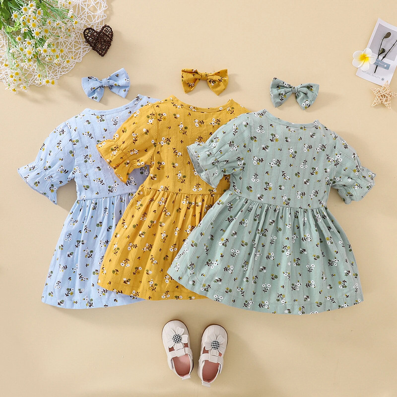 Ma&Baby 6M-4Y Rochie pentru copii mici pentru fetițe Rochii cu volane florale pentru fete Îmbrăcăminte Costume D01