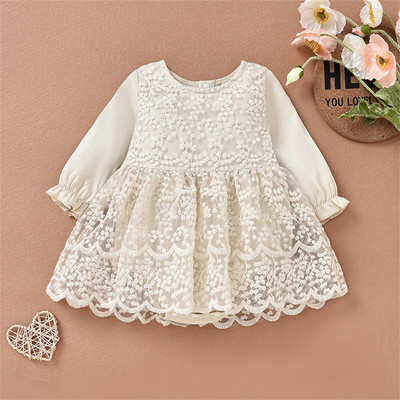 ma&baby 0-18M Copil nou-născut nou-născut rochie fetiță rochie din dantelă cu volane rochii cu mânecă lungă pentru fetiță petrecere de aniversare nuntă D01