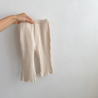 5099a Παιδικό παντελόνι 2023 Άνοιξη Καλοκαίρι Νέο μωρό κοριτσάκι με καμπάνα μονόχρωμο ελαστικό κολάν κουκούτσι Ξύλινο καθημερινό παντελόνι αυτιών