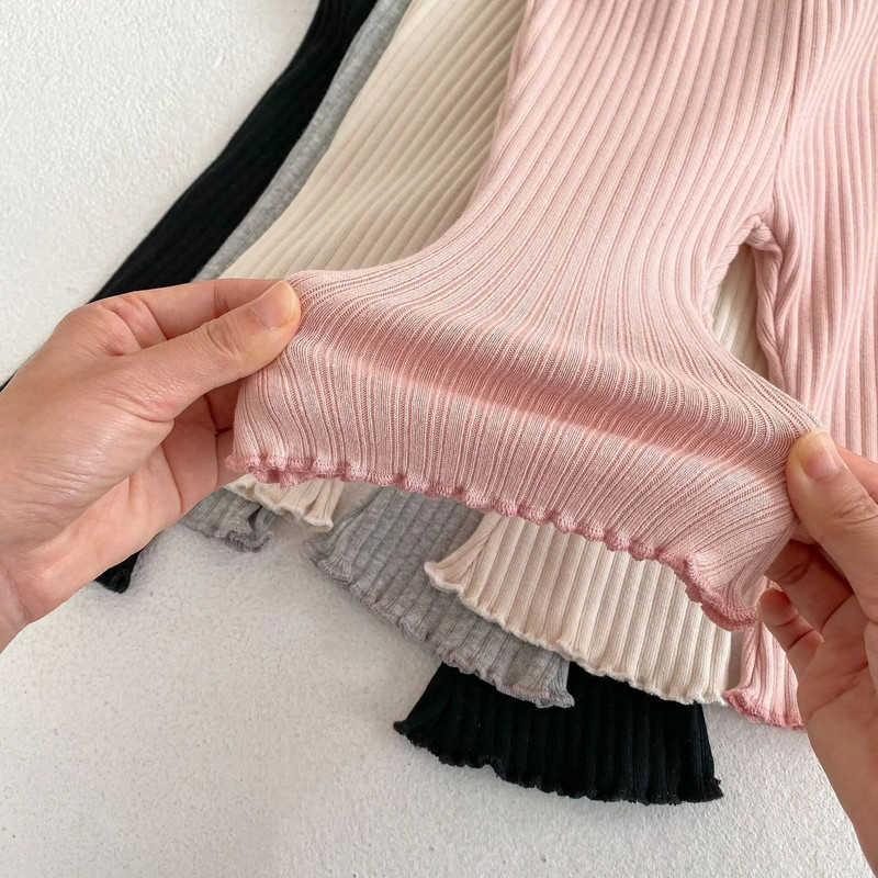 5099a Παιδικό παντελόνι 2023 Άνοιξη Καλοκαίρι Νέο μωρό κοριτσάκι με καμπάνα μονόχρωμο ελαστικό κολάν κουκούτσι Ξύλινο καθημερινό παντελόνι αυτιών