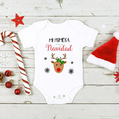 Mi 1ra Navidad Baby Rompers Καλά Χριστούγεννα Άγιος Βασίλης Χαριτωμένα ρούχα για αγόρι κορίτσι Η πρώτη μου χριστουγεννιάτικη φόρμα Χριστουγεννιάτικη στολή