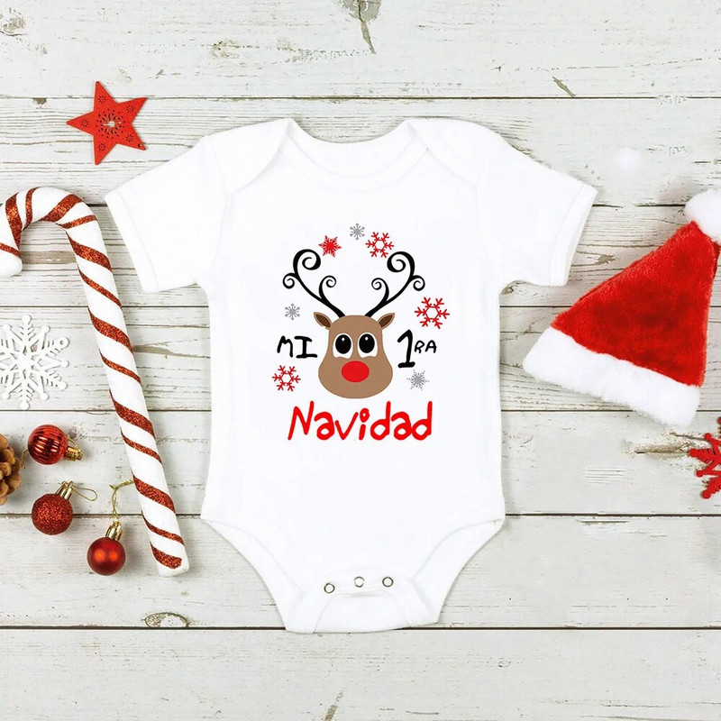 Mi 1ra Navidad Baby Rompers Καλά Χριστούγεννα Άγιος Βασίλης Χαριτωμένα ρούχα για αγόρι κορίτσι Η πρώτη μου χριστουγεννιάτικη φόρμα Χριστουγεννιάτικη στολή