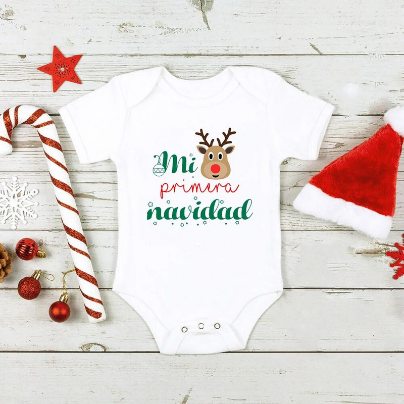 Mi 1ra Navidad Baby Rompers Καλά Χριστούγεννα Άγιος Βασίλης Χαριτωμένα ρούχα για αγόρι κορίτσι Η πρώτη μου χριστουγεννιάτικη φόρμα Χριστουγεννιάτικη στολή