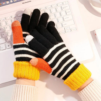 Παιδικά πλεκτά γάντια μεγάλου μεγέθους Χειμωνιάτικα ζεστά γάντια για εφήβους φοιτητές Πλήρες δάχτυλα γάντια εξωτερικού χώρου για αγόρια κορίτσια