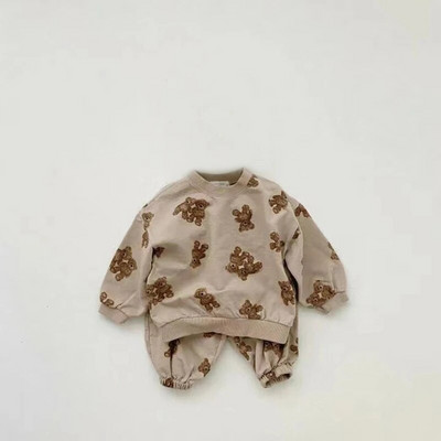 Μόδα σετ βρεφικών ρούχων για κοριτσάκια Παιδικά κινούμενα σχέδια για αρκουδάκι και παντελόνι Κοστούμι για αγόρια μπλούζα και παντελόνι 2 τμχ Βρεφικά ρούχα