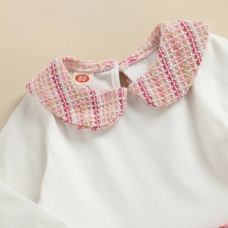 Ma&Baby 3-24M Nou-Nascuti Bebeluși Fetițe Rochie în carouri Prințesa Guler Peter Pan Rochii cu mânecă lungă Costume de primăvară toamnă D35