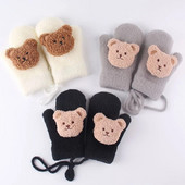 2-10Y Cartoon Bear Бебешки ръкавици Зимни топли детски бебешки ръкавици за момичета Плетени детски ръкавици за малко дете Дебели ръкавици за зъби Handschoen Kids