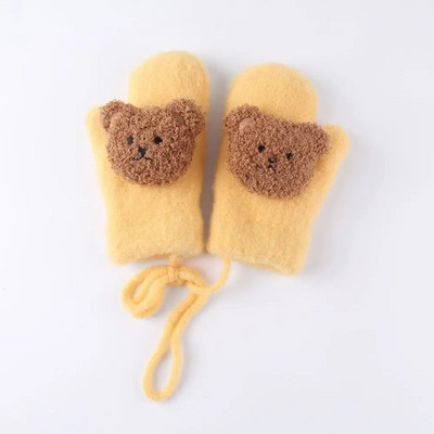 2-10Y Cartoon Bear Бебешки ръкавици Зимни топли детски бебешки ръкавици за момичета Плетени детски ръкавици за малко дете Дебели ръкавици за зъби Handschoen Kids
