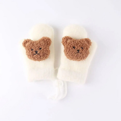 2-10Y Cartoon Bear Бебешки ръкавици Зимни топли детски бебешки ръкавици за момичета Плетени детски ръкавици за малко дете Дебели ръкавици за зъби Handschoen Kids