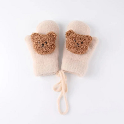 2-10Y Cartoon Bear Бебешки ръкавици Зимни топли детски бебешки ръкавици за момичета Плетени детски ръкавици за малко дете Дебели ръкавици за зъби Handschoen Kids