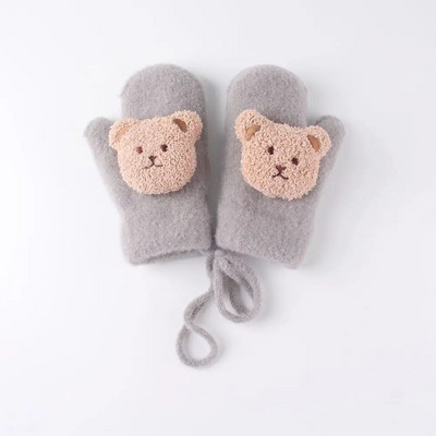 2-10Y Cartoon Bear Бебешки ръкавици Зимни топли детски бебешки ръкавици за момичета Плетени детски ръкавици за малко дете Дебели ръкавици за зъби Handschoen Kids