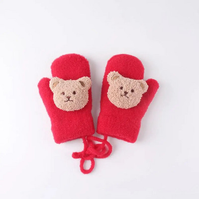 2-10Y Cartoon Bear Бебешки ръкавици Зимни топли детски бебешки ръкавици за момичета Плетени детски ръкавици за малко дете Дебели ръкавици за зъби Handschoen Kids