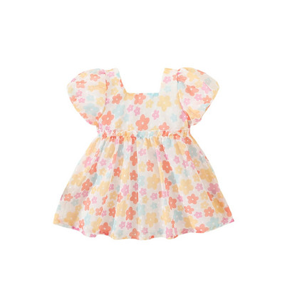 ma&baby 9M-3Y Toddler Νεογέννητο φόρεμα κοριτσιού Φόρεμα με λουλούδια φουσκωτά μανίκια σε γραμμή Α για κορίτσια Καλοκαιρινά ρούχα D01