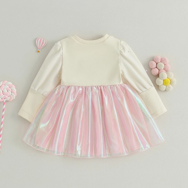 ma&baby 6M-3Y Toddler Νεογέννητο Βρεφικό Φόρεμα Κοριτσάκι Μακρυμάνικο Φιόγκο Τούλι Πέρλες Tutu Φορέματα γενεθλίων για κορίτσια D05