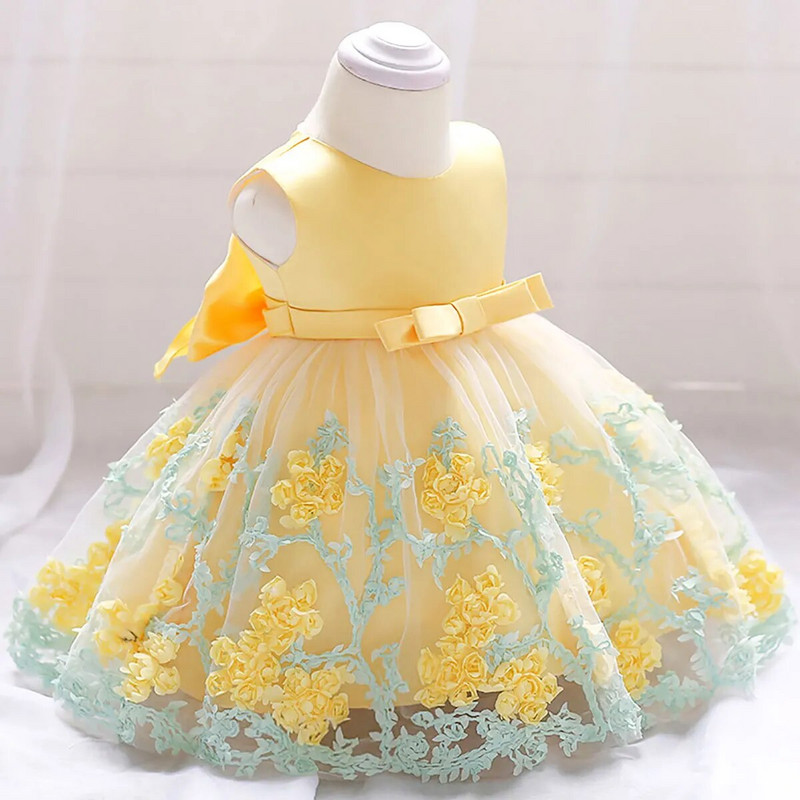 Ma&Baby 0-2Y Lace Flower Μικρή Νεογέννητο Βρέφος Φόρεμα για κορίτσια Μεγάλο Φιόγκο Πριγκίπισσα 1ο πάρτι γενεθλίων Νυφικά Κοστούμια