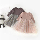 ma&baby 0-3Y Sugar Nou-născut Copil Copil Bebeluș Fete Rochie cu mânecă lungă tricot tul Paiete Rochii pentru fete petrecere ziua de naștere D01