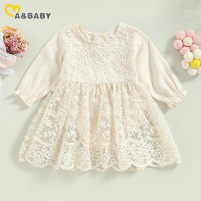 ma&baby 0-18M rochie prințesă fetițe nou-născuți cu mânecă lungă din dantelă tutu floral petrecere aniversare rochii de mireasă pentru fete D01