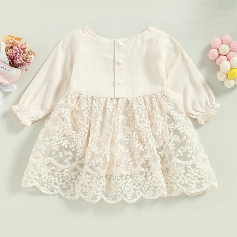 ma&baby 0-18M rochie prințesă fetițe nou-născuți cu mânecă lungă din dantelă tutu floral petrecere aniversare rochii de mireasă pentru fete D01