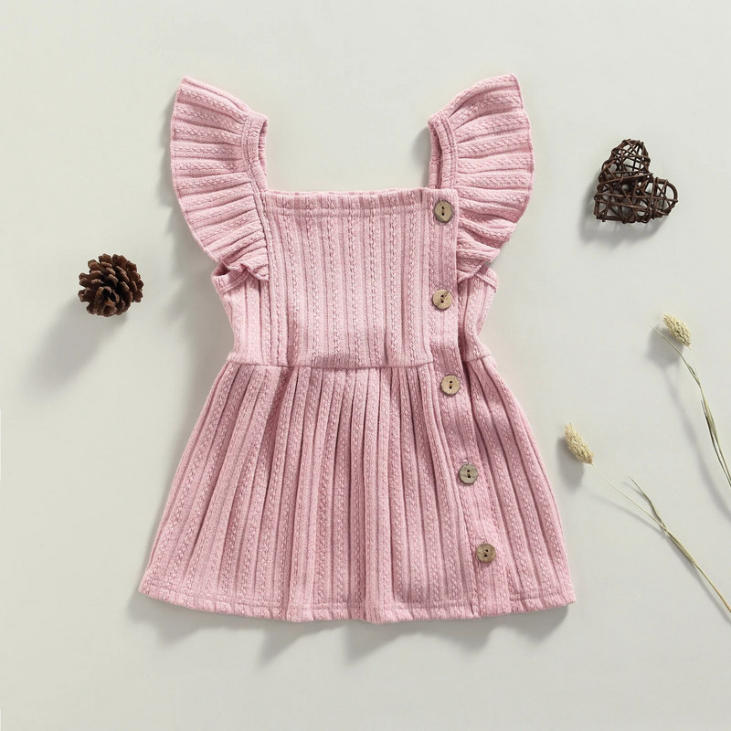 Ma&Baby 0-24M Лято Есен Рокля за новородени момичета Прохождащи момичета Плетени рокли с волани А линия DD43
