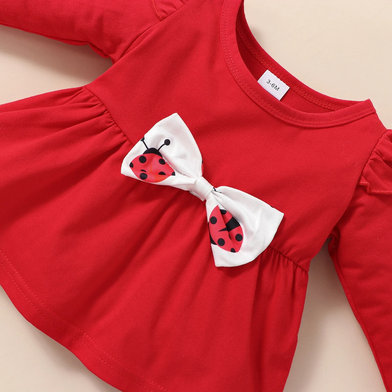 Žavinga 2 vnt. rinkinių apranga mergaitėms – skraidančios rankovės ir kelnės su „Ladybug Print“!