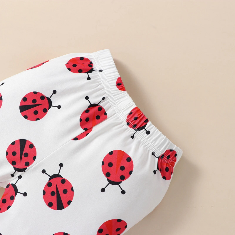 Žavinga 2 vnt. rinkinių apranga mergaitėms – skraidančios rankovės ir kelnės su „Ladybug Print“!