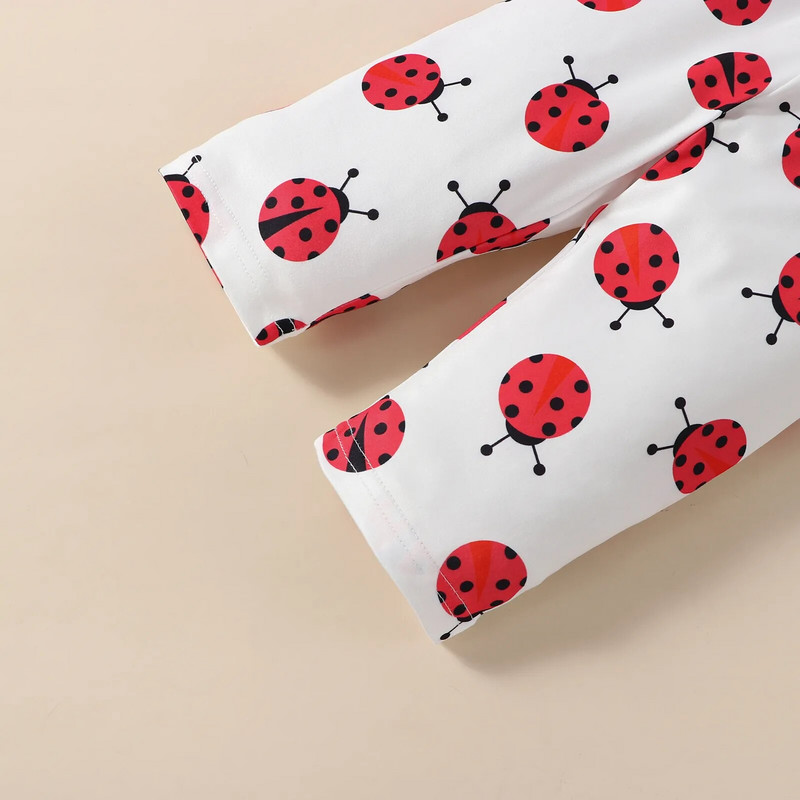 Žavinga 2 vnt. rinkinių apranga mergaitėms – skraidančios rankovės ir kelnės su „Ladybug Print“!