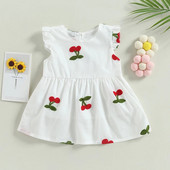 ma&baby 9M-3Y Toddler Infant Kids Girls Dress Strawberry Cherry Print A-Line Dress for Girls Summer Beach Clothes D01