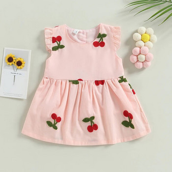 ma&baby 9M-3Y Toddler Infant Kids Girls Dress Strawberry Cherry Print A-Line Dress for Girls Summer Beach Clothes D01